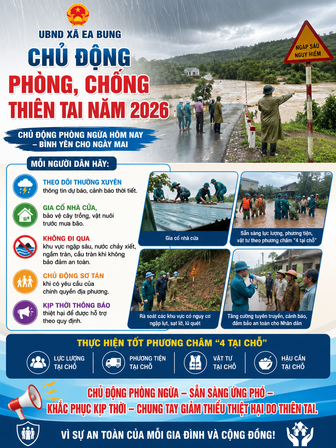 UBND xã Ea Bung tăng cường công tác phòng, chống thiên tai năm 2026